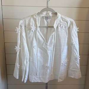 LOFT Women's White Floral Blouse